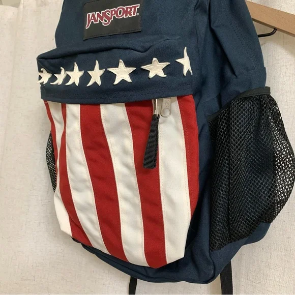 JanSport American Flag Motif Backpack JS 67 embroidered RARE - Picture 2 of 8